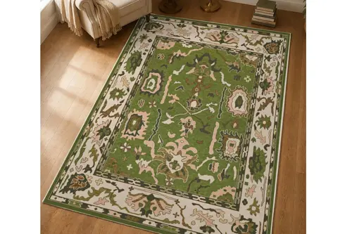 Yeşil Damlalar Dokulu Dokuma Taban Halı, 702 Yng 80X150 Cm