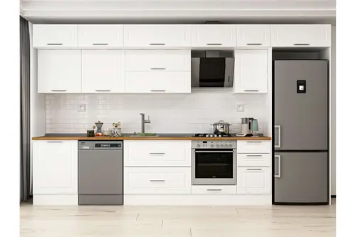 Alvinka 385X240 Cm Klasik Mebran Mutfak Dolabı, Mb E80S60S45 2 Mebran Beyaz Suntalam