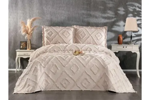 Çapa Home Harmony Çift Kişilik Şönil Yatak Örtüsü, Bej