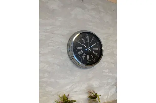 Dark Elegance Metal Krom Duvar Saati 40 Cm