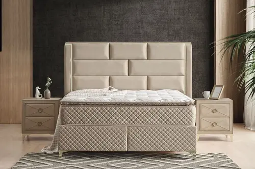 Royal Baza Başlık Ve Yatak Seti, Krem, 150X200