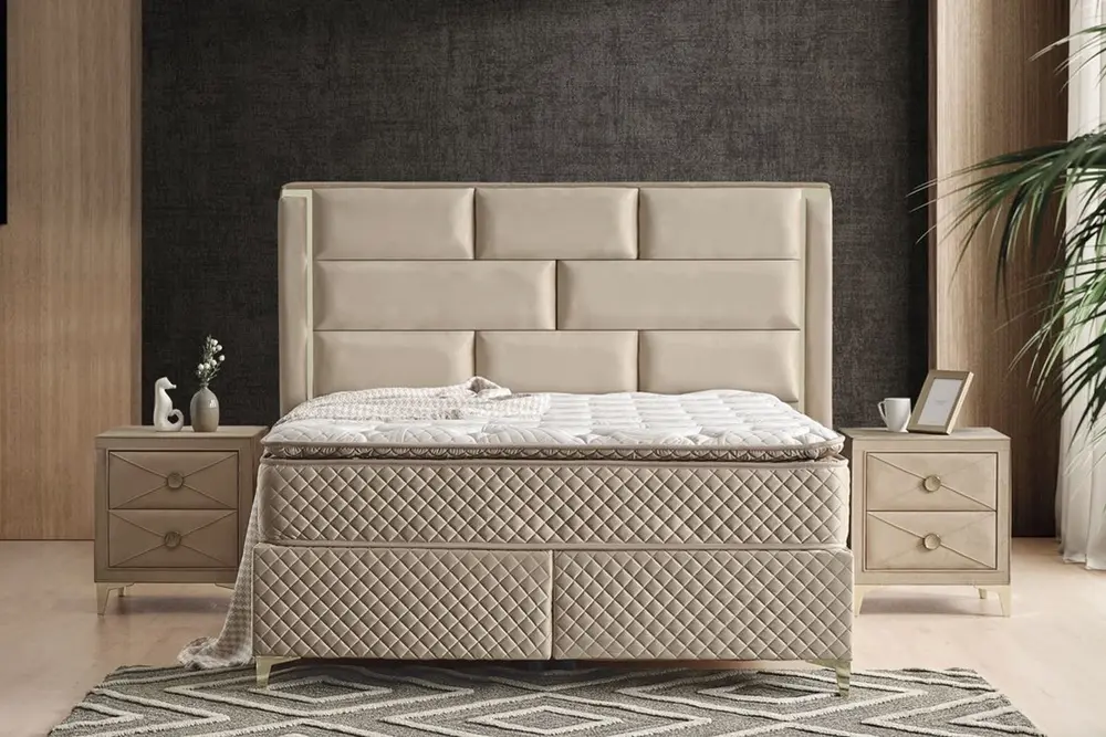 Royal Baza Başlık Ve Yatak Seti, Krem, 150X200