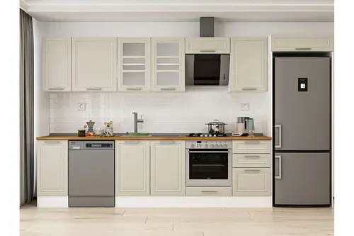 Alvinka 370X222 Cm Klasik Mebran Mutfak Dolabı, Mb E80S40S50 3 Mebran Kumtaşı Suntalam