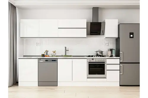 Alvinka 300X210 Cm Mutfak Dolabı, M E80S60S40 2 Beyaz Suntalam