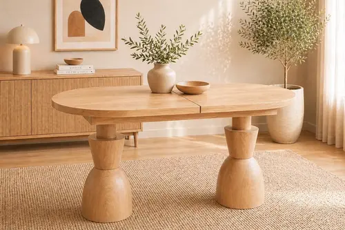 Oval Oscar Açılır Mutfak Masası, Meşe, 160 Cm