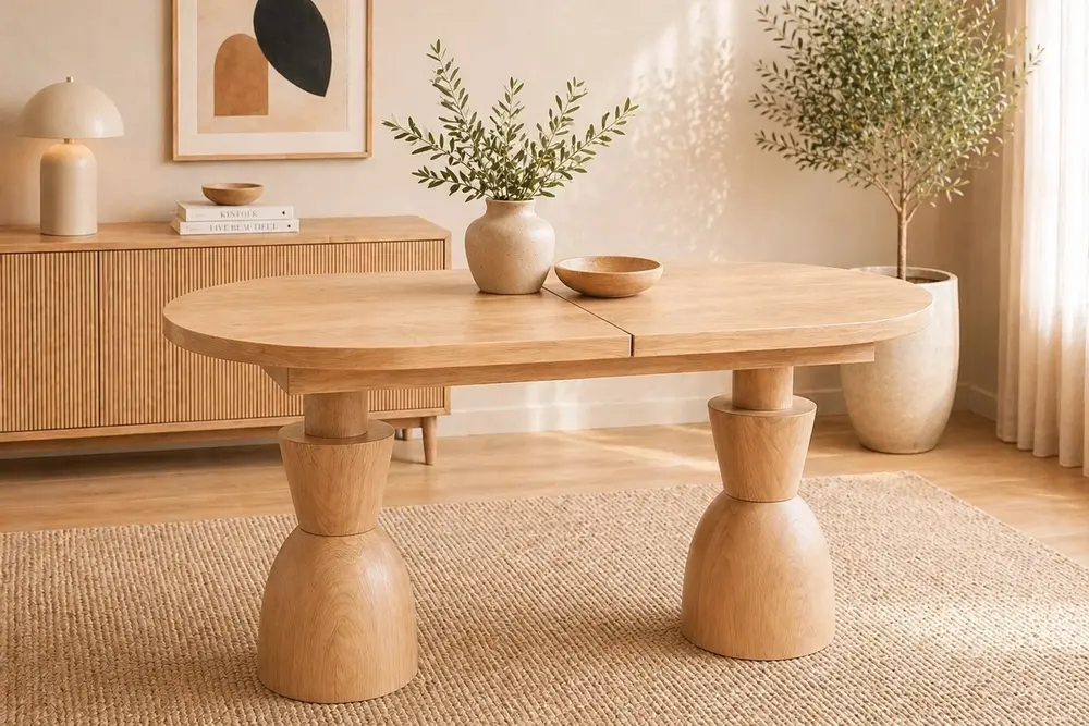 Oval Oscar Açılır Mutfak Masası, Meşe, 160 Cm