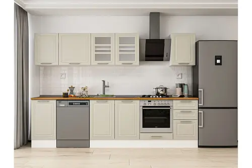 Alvinka 300X210 Cm Klasik Mebran Mutfak Dolabı, M E90S45S45 3 Mebran Kumtaşı Suntalam