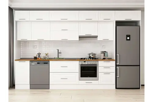 Alvinka 385X240 Cm Klasik Mebran Mutfak Dolabı, Mb E90S45S50 1 Mebran Beyaz Suntalam