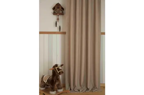 Fon Perde Keten Bej Rengi 1-2 Seyrek Pile 60X260