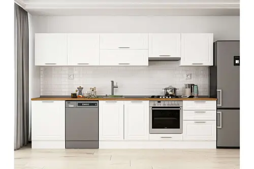 Alvinka 330X210 Cm Klasik Mebran Mutfak Dolabı, M E90S60S60 1 Mebran Beyaz Suntalam