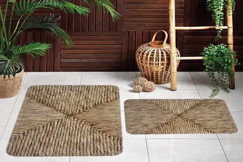Rovigo Home Dijital Baskılı İkili Banyo Paspas Takımı Rvg5121