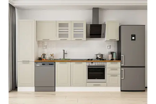 Alvinka 290X210 Cm Klasik Mebran Mutfak Dolabı, Mb E80B50S40 3 Mebran Kumtaşı Suntalam