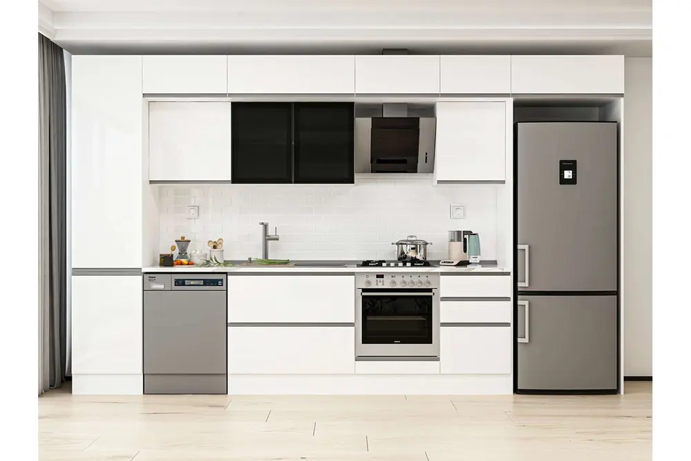 Alvinka 380X240 Cm Mutfak Dolabı, Mbb E80B50S50 3 Beyaz Suntalam