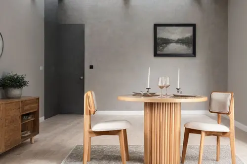Asus Natural Ahşap Yuvarlak Masa Takımı, 90X90