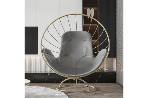 Marash Home Berjer, Gri, Gold Ayak