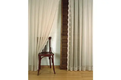 Fon Örme Tül Dantelli Bej Rengi Orta Sık Pile 110X260