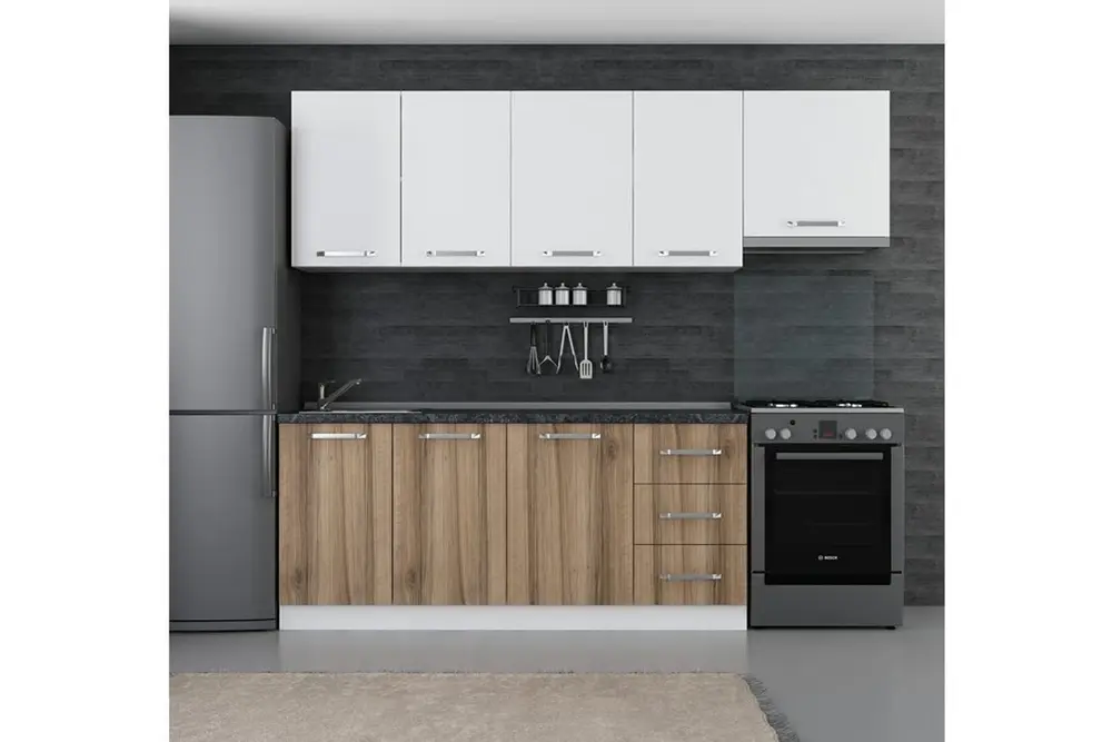 Minar Maison 245 Cm Mutfak Dolabı Beyaz Dore 8