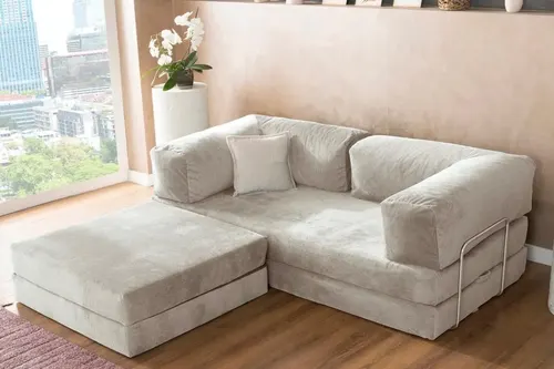 Lina Çok Amaçlı Uzanma Modüllü, Aktivite Köşe Koltuğu, Krem, 90X200