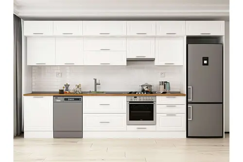 Alvinka 410X240 Cm Klasik Mebran Mutfak Dolabı, Mb E90S60S60 1 Mebran Beyaz Suntalam