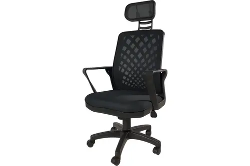 Amara Fileli Başlıklı Ofis Sandalyesi, Siyah