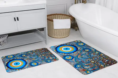 Rovigo Home Dijital Baskılı İkili Banyo Paspas Takımı, Rvg5231
