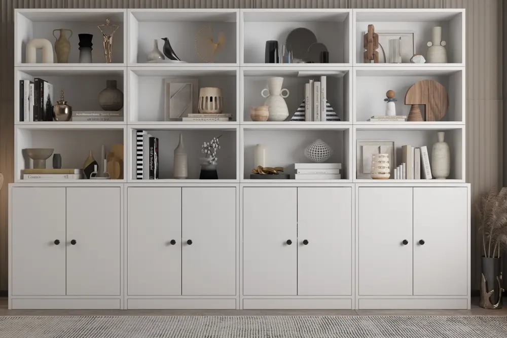Leksa 8 Kapaklı Raflı Kitaplık 260 Cm Beyaz Ktp-1361-Ç
