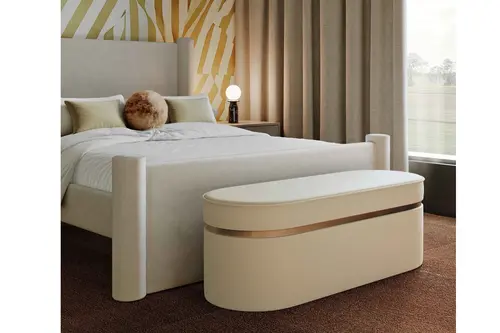 Minotti Kadife Bench, Krem