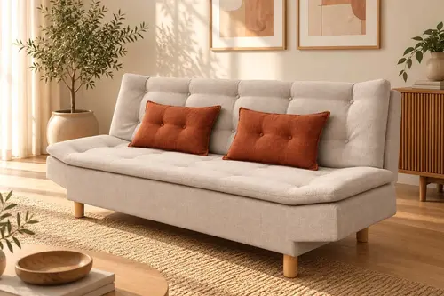 Papillon Yataklı Üçlü Koltuk, Krem
