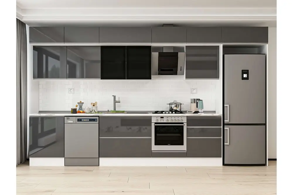 Alvinka 410X240 Cm Mutfak Dolabı, Mb E90S60S60 3 Antrasit Suntalam
