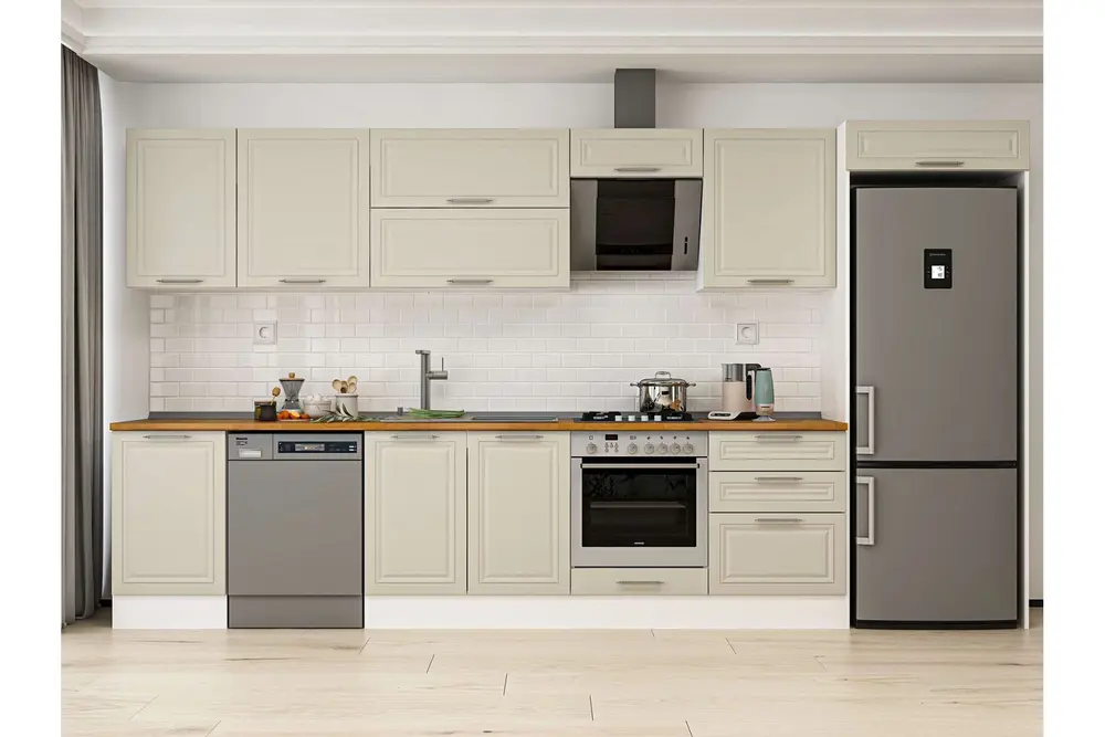Alvinka 390X222 Cm Klasik Mebran Mutfak Dolabı, Mb E80S50S60 2 Mebran Kumtaşı Suntalam