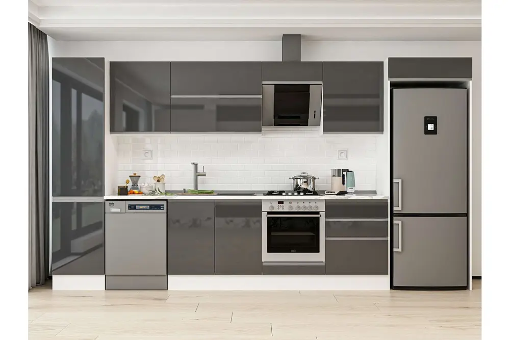 Alvinka 400X222 Cm Mutfak Dolabı, Mbb E90B50S60 2 Antrasit Suntalam