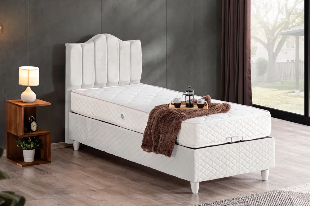 Trend Baza Başlık Ve Letto Yatak Seti, Beyaz, 90X190