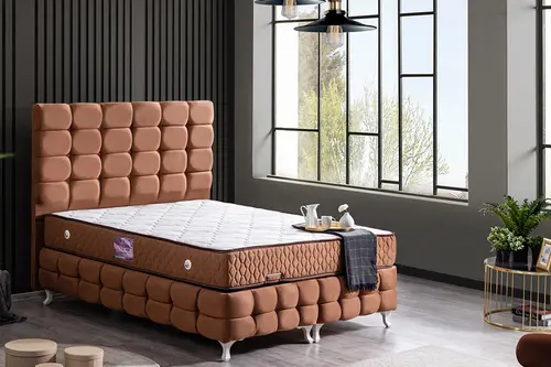 Duke Lux Baza Başlık Ve Deluxe Yatak, Açık Kahve, 90X190