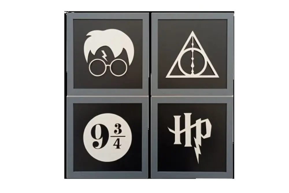 Harry Potter Dekoratif Tablo Dörtlü Set Siyah