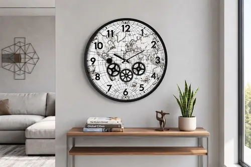 Muyika Atlas Duvar Saati, Pri Çarklı, 47 Cm
