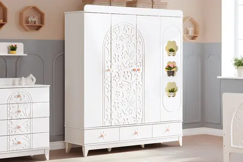 Garden 4 Kapaklı 3 Çekmeceli Dolap, Beyaz