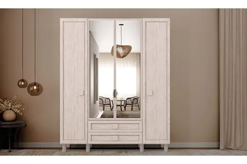Ihlara %100 Mdf Gardırop, Traverten, 4 Kapaklı