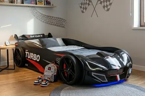 Turbo Gt1 Ledli Arabalı Yatak, Siyah, 100X190
