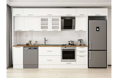 Alvinka 375X240 Cm Klasik Mebran Mutfak Dolabı, Mb E90S40S45 3 Mebran Beyaz Suntalam