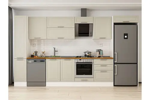 Alvinka 390X222 Cm Klasik Mebran Mutfak Dolabı, Mbb E90B40S60 2 Mebran Kumtaşı Suntalam