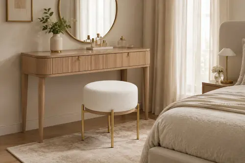 Otto Gold Ayak Teddy Fonksiyonel Sehpalı Puf, Beyaz