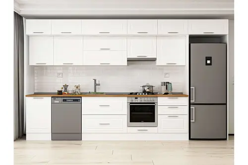 Alvinka 400X240 Cm Klasik Mebran Mutfak Dolabı, Mb E90S50S60 1 Mebran Beyaz Suntalam