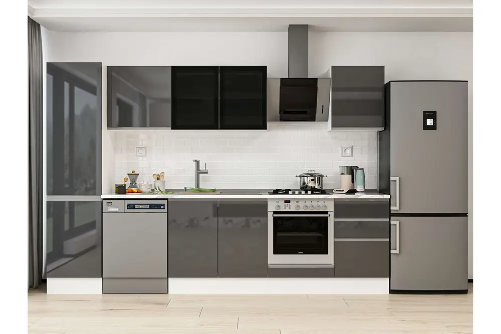 Alvinka 300X210 Cm Mutfak Dolabı, Mb E80B50S50 3 Antrasit Suntalam