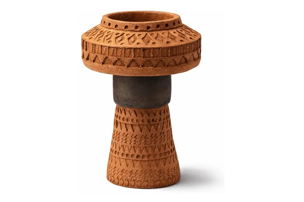 El Yapımı Kabartmalı Terracotta Vazo