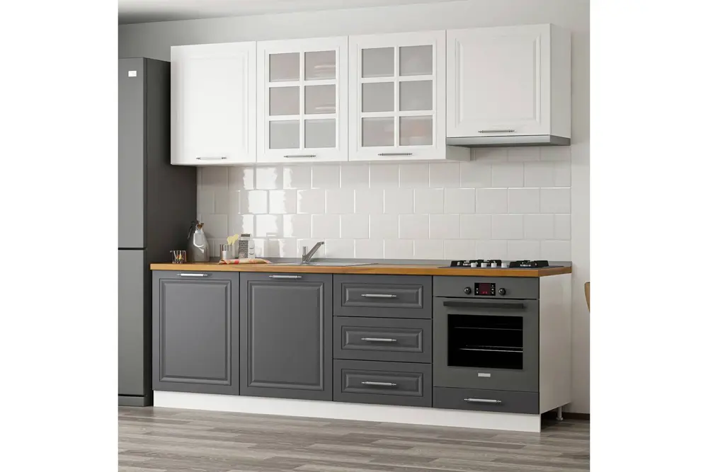 240 Cm Mebran C Mutfak Dolabı Beyaz Antrasit 240 Mcba1