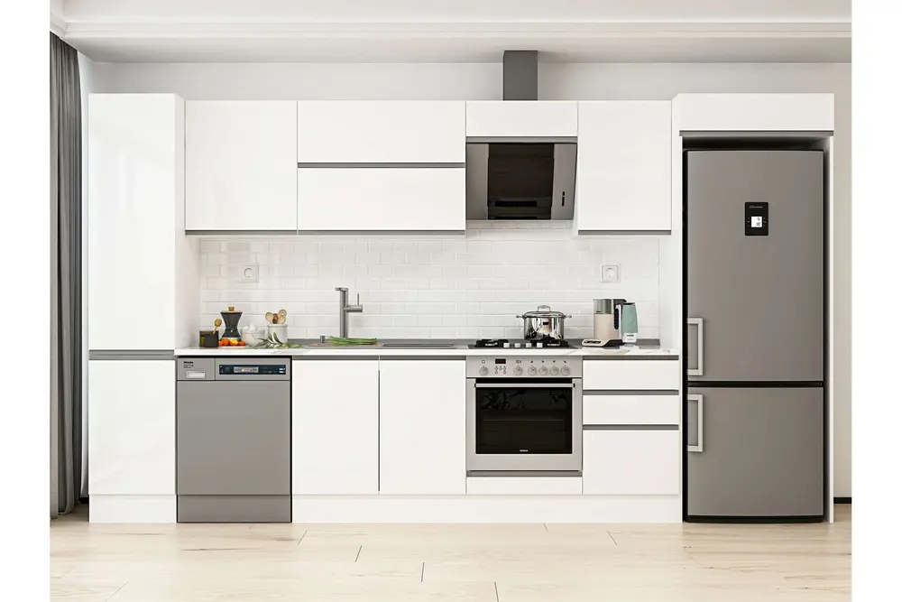 Alvinka 375X222 Cm Mutfak Dolabı, Mbb E80B45S50 2 Beyaz Suntalam