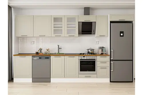 Alvinka 380X222 Cm Klasik Mebran Mutfak Dolabı, Mb E80S60S40 3 Mebran Kumtaşı Suntalam