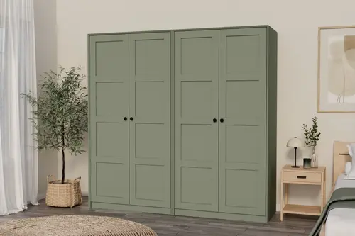 Lucas 6 Raflı Yüklük Gardırop, Yeşil, 4 Kapaklı