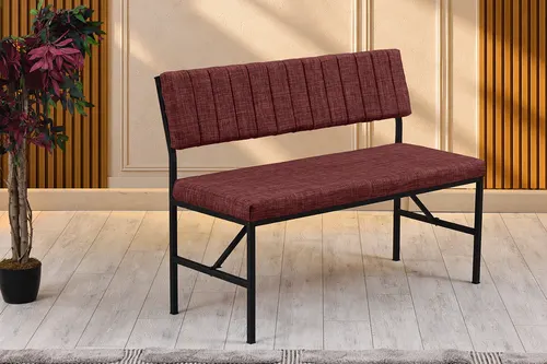 Melody 2 Kişilik Sırtlı Bench, Bordo, 110 Cm