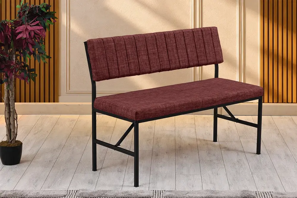 Melody 2 Kişilik Sırtlı Bench, Bordo, 110 Cm